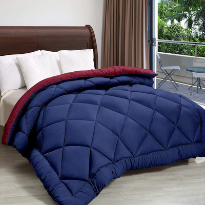 TUNDWAL'S Solid Double Comforter for  Mild Winter(Poly Cotton, Blue, Maroon)
