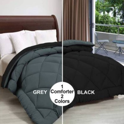 Vinayak Enterprises Checkered Double Comforter for  Mild Winter(Poly Cotton, Black)