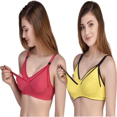 Mate Women Maternity/Nursing Non Padded Bra(Yellow, Pink)