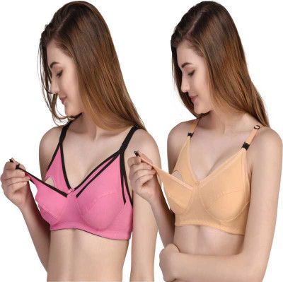 Mate MOTHER BRA PINK AND SKIN Women Maternity/Nursing Non Padded Bra(Pink, Brown)
