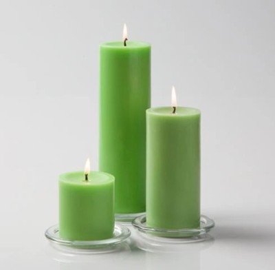 SAPI'S Smooth Scented Pillar Candle Pack of 3 with 75 Hours Burn Time Candle(Green, Pack of 3)