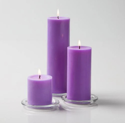SAPI'S Smooth Scented Pillar Candle Pack of 3 with 75 Hours Burn Time Candle(Purple, Pack of 3)