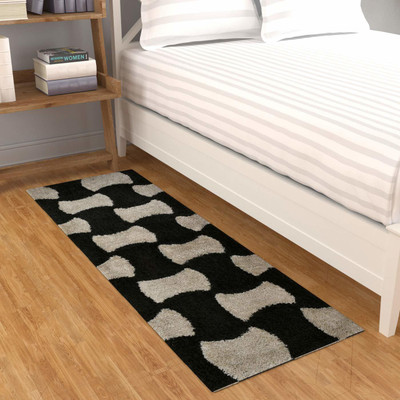 MY HOME Black Polyester Runner(2 ft,  X 5 ft, Rectangle)