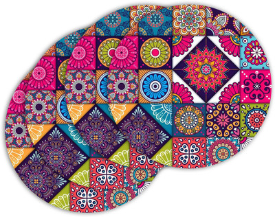 ARTBUG Round Wood Coaster Set(Pack of 4)