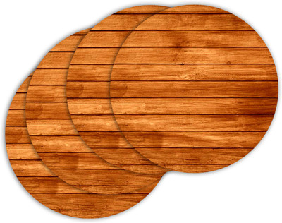 ARTBUG Round Wood Coaster Set(Pack of 4)