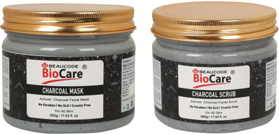 BEAUCODE BioCare Charcoal Face and Body Scrub and Mask Pack of-2 (500g)(2 Items in the set)