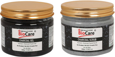 BEAUCODE BioCare Charcoal Face and Body Gel and Scrub Pack of-2 (500g)(2 Items in the set)