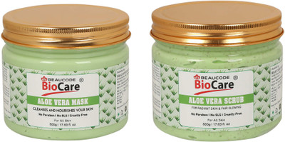 BEAUCODE BioCare Aloe Vera Face and Body Mask and Scrub Pack of-2 (500g)(2 Items in the set)