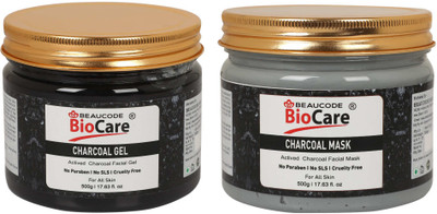 BEAUCODE BioCare Charcoal Face and Body Gel and Mask Pack of-2 (500g)(2 Items in the set)