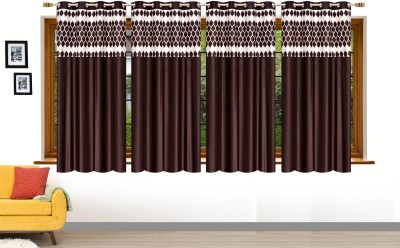 Ruhi Home Furnishing 152 cm (5 ft) Polyester Room Darkening Window Curtain (Pack Of 4)(Solid, Abstract, Brown)