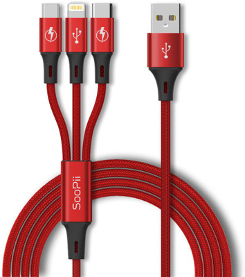 Soopii Premium Charging 1.2 m Nylon Lightning Cable(Compatible with Mobile, Silver, One Cable)