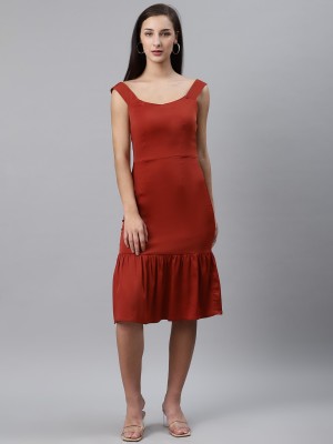 PLUSS Women A-line Red Dress