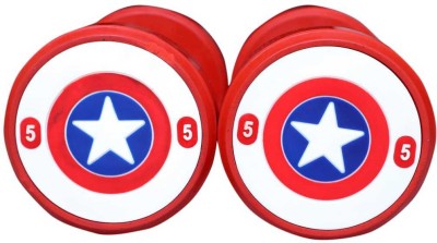 HACKERX Captain America Rubber Coated Dumbbell (5 kg) (Set of 2) | Fixed Weight Dumbbell Fixed Weight Dumbbell(10 kg)