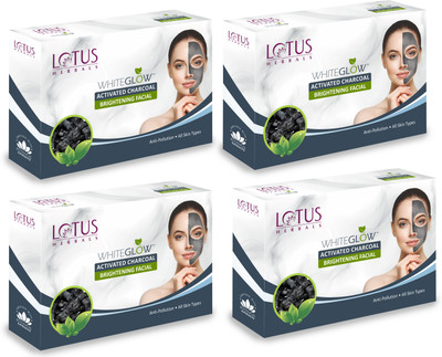 LOTUS HERBALS Whiteglow Activated Charcoal Brightening Facial ( Pack Of 4 )(4 x 47 g)