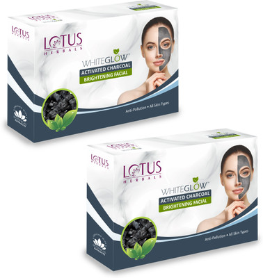 LOTUS HERBALS Whiteglow Activated Charcoal Brightening Facial ( Pack Of 2 )(2 x 47 g)