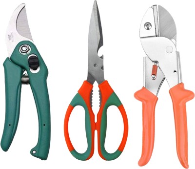 TruTool Garden Tools Combo of 2pcs Garden Pruner, 1pcs Garden Scissor Cutter Garden Tool Kit(3 Tools)