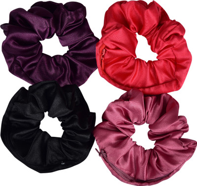 NNR SATIN SILK ZIPPER SCRUNCHIES-16_4 Rubber Band(Multicolor)