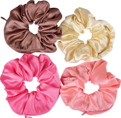 NNR SATIN SILK ZIPPER SCRUNCHIES-20_4 Rubber Band(Multicolor)