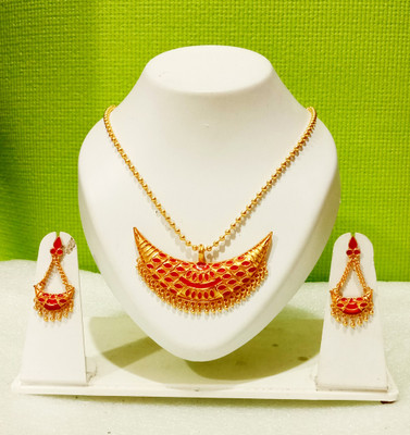 balaji gold Copper Gold-plated Red Jewellery Set(Pack of 1)