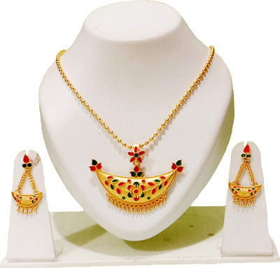 balaji gold Copper Gold-plated Red, Green Jewellery Set(Pack of 1)