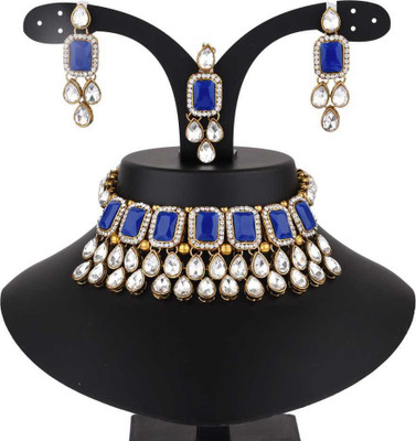 CATALYST Brass Gold-plated Blue Jewellery Set(Pack of 1)