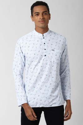 PETER ENGLAND Men Printed Straight Kurta(Light Blue)