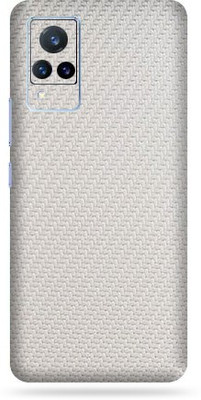 OggyBaba Vivo V21, Phone Back side Protector and Camera Protector Mobile Skin(Ultra Super White-Carbon fiber Skin Skin Matte Finish)