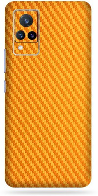 OggyBaba Vivo V21, Phone Back side Protector and Camera Protector Mobile Skin(Ultra Super Golden-Carbon fiber Skin Skin Matte Finish)