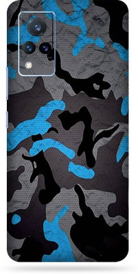 OggyBaba Vivo V21, Phone Back side Protector and Camera Protector Mobile Skin(Ultra Super Blue-Camouflage Skin Skin Matte Finish)