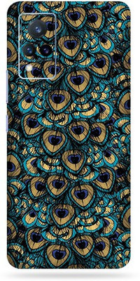OggyBaba Vivo V21, Phone Back side Protector and Camera Protector Mobile Skin(Ultra Super Peacock-Feather Glitter Skin Skin Matte Finish)