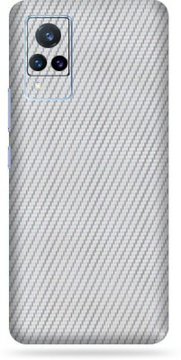 OggyBaba Vivo V21, Phone Back side Protector and Camera Protector Mobile Skin(Ultra Super Silver-Carbon fiber Skin Skin Matte Finish)