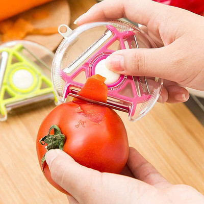 Mahek 3 in 1 Multi-Function Tool Kitchen Gadget Vegetable Fruit Peeler Julienne for Kitchen with 3 Ultra Sharp Stainless Steel Blades Vegetable Fruit switchable Peeler ( Pack of 1 , Color Multi ) Y Shaped Peeler(Multicolor)