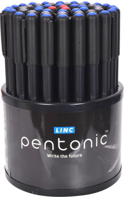 Pentonic 0.7 mm Ball Pen Tumbler Set | Black Matte Finish Body, Smudge Free Writing Ball Pen(Pack of 50, Ink Color - Blue, Black, Red)