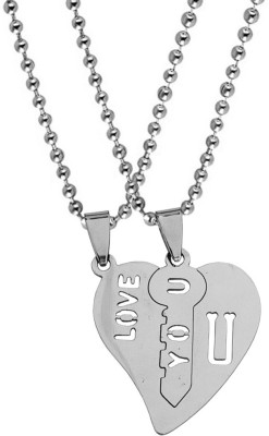 Sullery Valentine Special Broken Two Half Heart Shape Love Heart Couple Locket Sterling Silver Stainless Steel Pendant