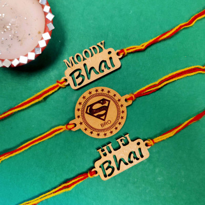 Vihaan Fashions Designer RK21-308 Assorted Rakhi  Set(3 Designer Rakhi)