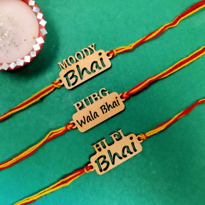 Vihaan Fashions Designer RK21-309 Assorted Rakhi  Set(3 Designer Rakhi)