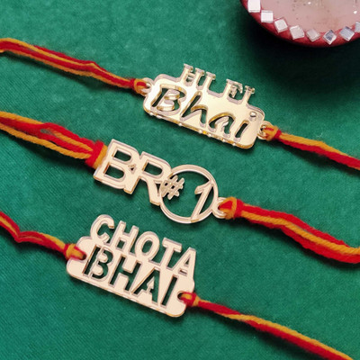 Vihaan Fashions Designer RK21-332 Assorted Rakhi  Set(3 Designer Rakhi)