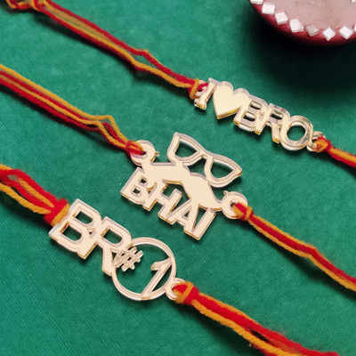 Vihaan Fashions Designer RK21-331 Assorted Rakhi  Set(3 Designer Rakhi)