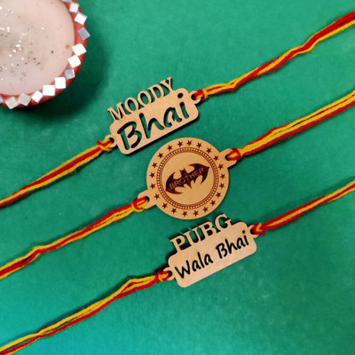 Vihaan Fashions Designer RK21-306 Assorted Rakhi  Set(3 Designer Rakhi)