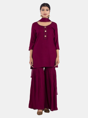 Kiwwibykirti Solid Kurta, Palazzo & Dupatta Set