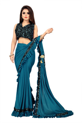 Kailash Embellished Bollywood Lycra Blend Saree(Blue)