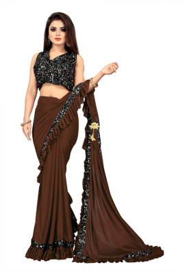 Kailash Embellished Bollywood Lycra Blend Saree(Brown)