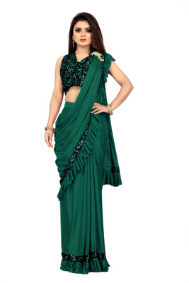 Kailash Embellished Bollywood Lycra Blend Saree(Green)