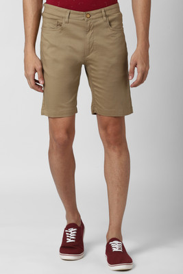 Peter England University Solid Men Khaki Regular Shorts