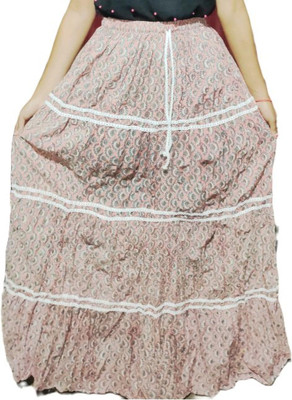 mouli Self Design Women Regular Light Green Skirt