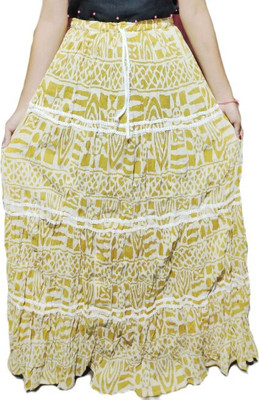 mouli Self Design Women Regular Light Green Skirt