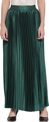 PLUSS Solid Women Regular Green Skirt