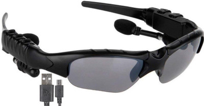 Alchiko Latest Portable Wireless Flip-up Polarized Glasses Foldable Adjustable Headphone Audio Player Bluetooth Connectivity Sunglasses(Smart Glasses, Black)