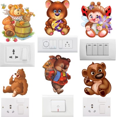 god & god's 40 cm Switch Board Decoration Wall Sticker 09 Self Adhesive Sticker(Pack of 6)