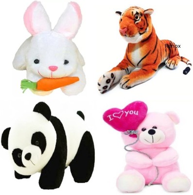 Renox Very Special & Cute Combo of High, Premium Quality, Adorable Stuffed Toys Panda,Rabbit,Tiger,Ballon Teddy[Pack of 4] for kids/Gift Teddy bear  - 25 cm(Multicolor)